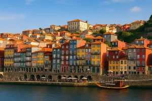 Colorful houses in Porto, Portugal overlooking a river