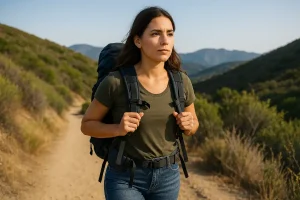 Woman hiking alone looking confident Solo Travel