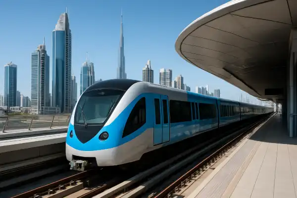 A photo of a modern and clean Dubai public transport.