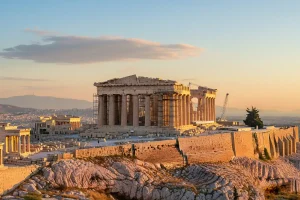 A photo of the Parthenon on the Acropolis in Athens, a symbol of Greek mythology and history
