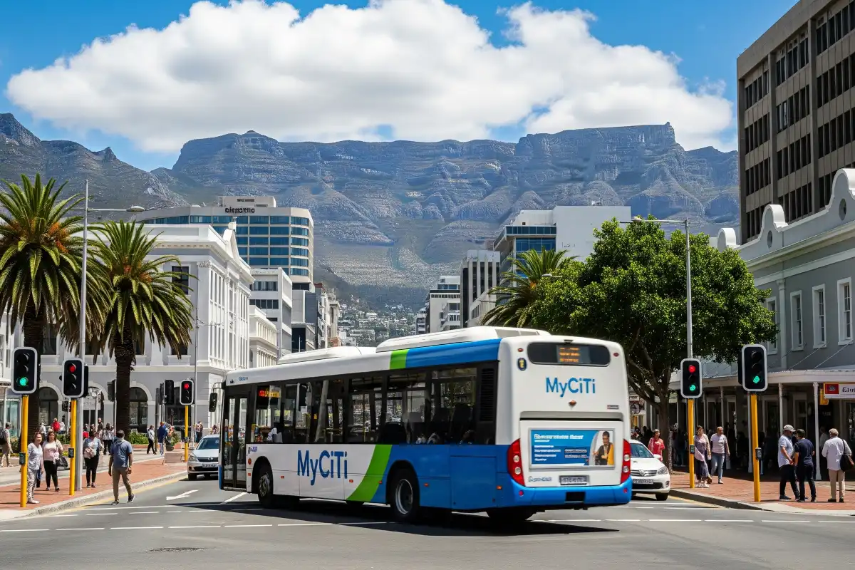 A photo of a MyCiTi bus in Cape Town.
