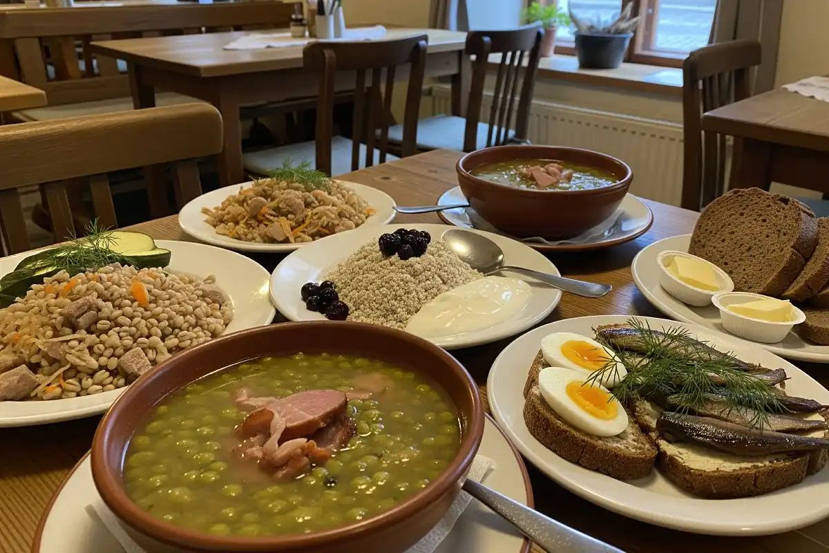 A photo of traditional Estonian food served in a local eatery.