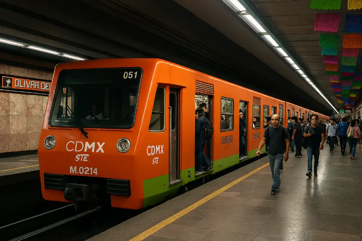 A photo of public transport in the Mexico City Metro.