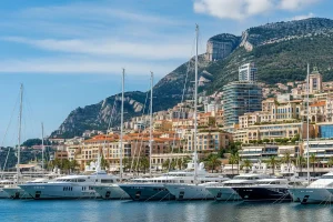 A view of the luxurious yachts in Port Hercules, Monaco