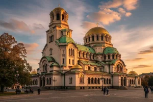 A photo of the Alexander Nevsky Cathedral in Sofia, Bulgaria