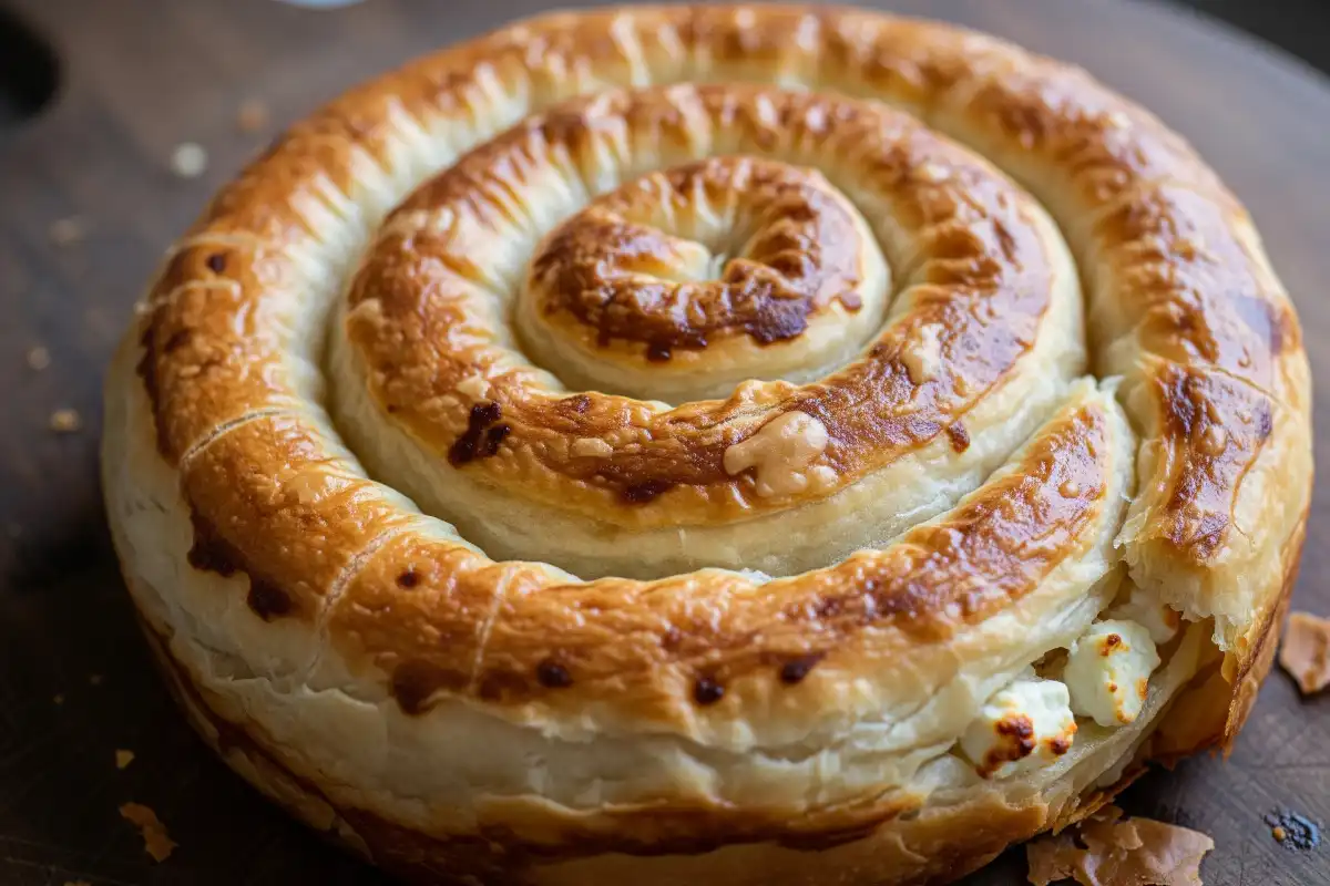 A photo of a Bulgarian Banitsa, a traditional pastry.