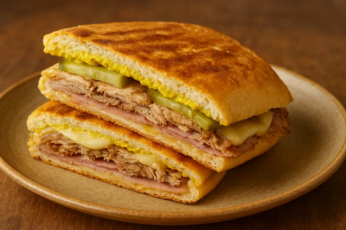 A photo of a delicious Cuban sandwich.
