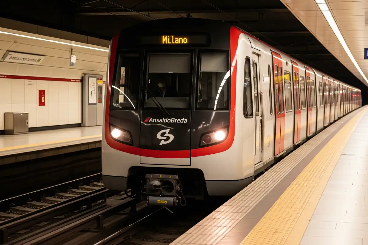 A photo of a Milan Metro train.