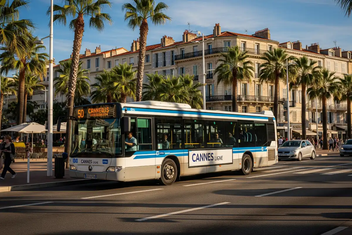 A photo of a local bus in Cannes.