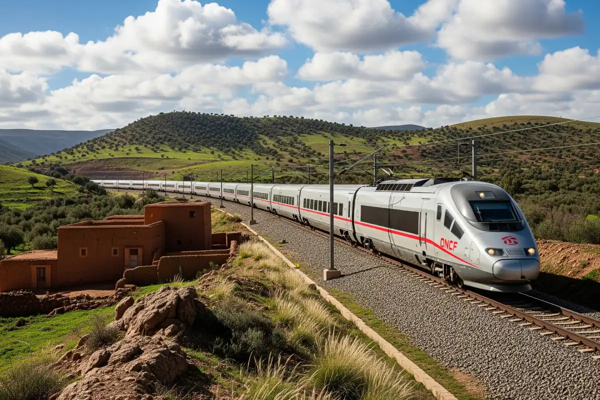 A photo of a modern train in Morocco.