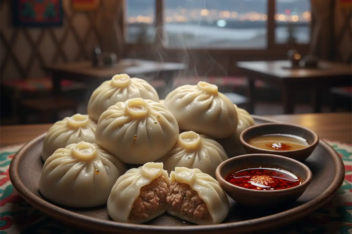 A photo of Mongolian Buuz (steamed dumplings) in Ulaanbaatar.