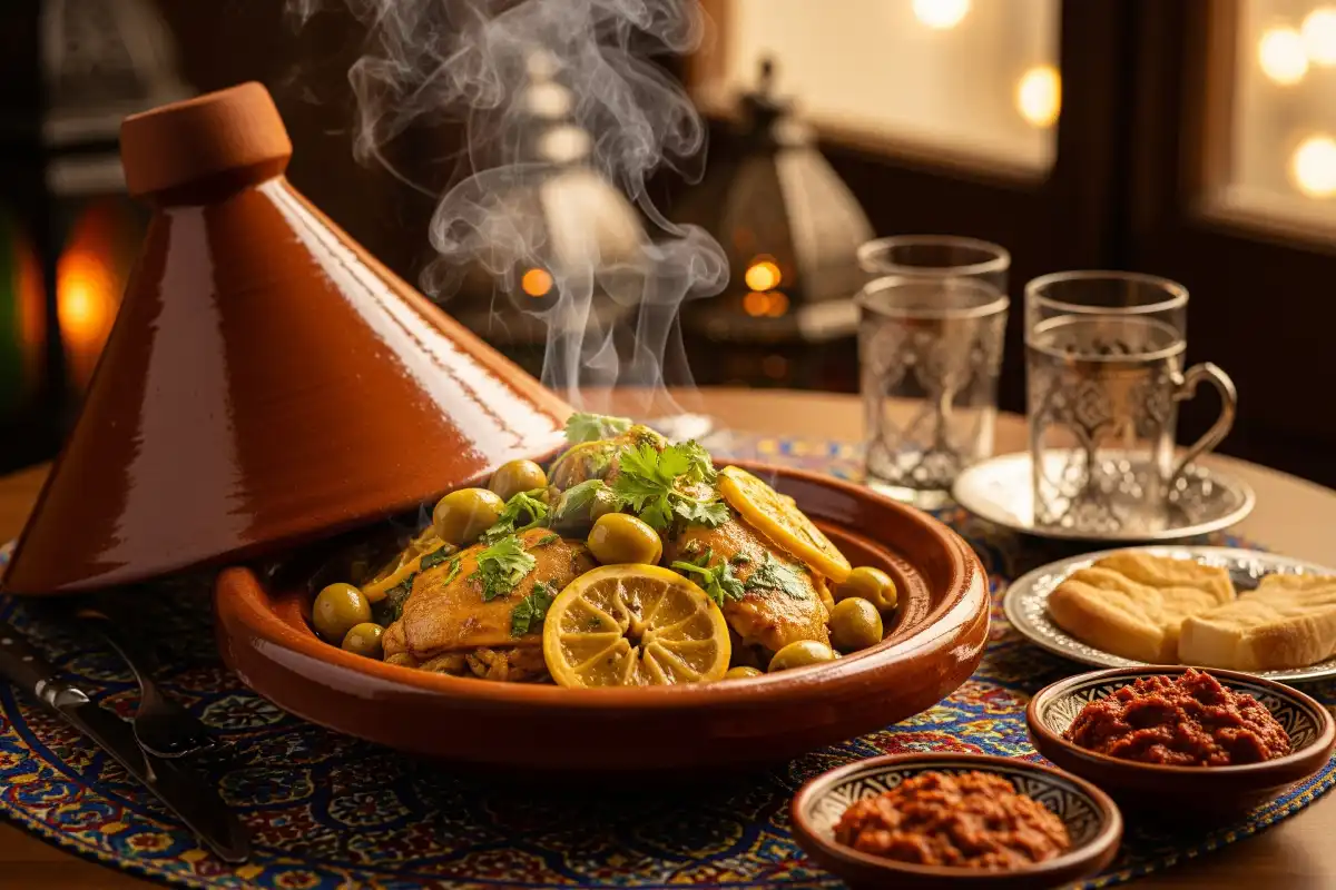 A photo of a traditional Moroccan tagine dish.