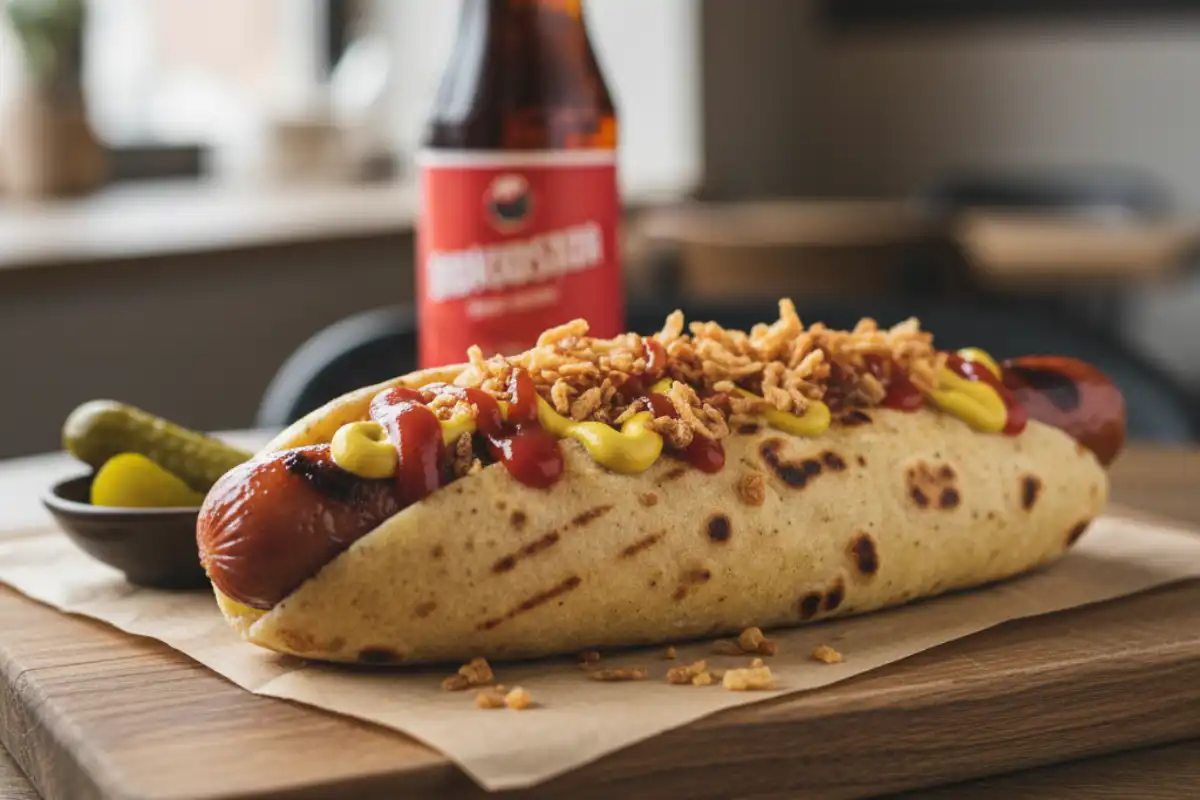 A photo of a traditional Norwegian hot dog.