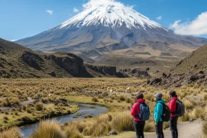 View of Cotopaxi Volcano from the surrounding national park near Quito.