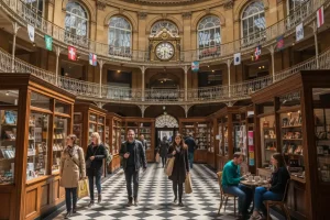 The stunning, dome-shaped interior of the Leeds Corn Exchange.