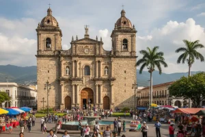 The historic Metropolitan Cathedral on the Central Plaza of Tegucigalpa.