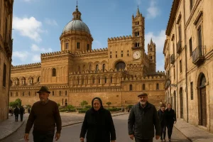 The imposing Palermo Cathedral showing the unique Arab-Norman architectural style.