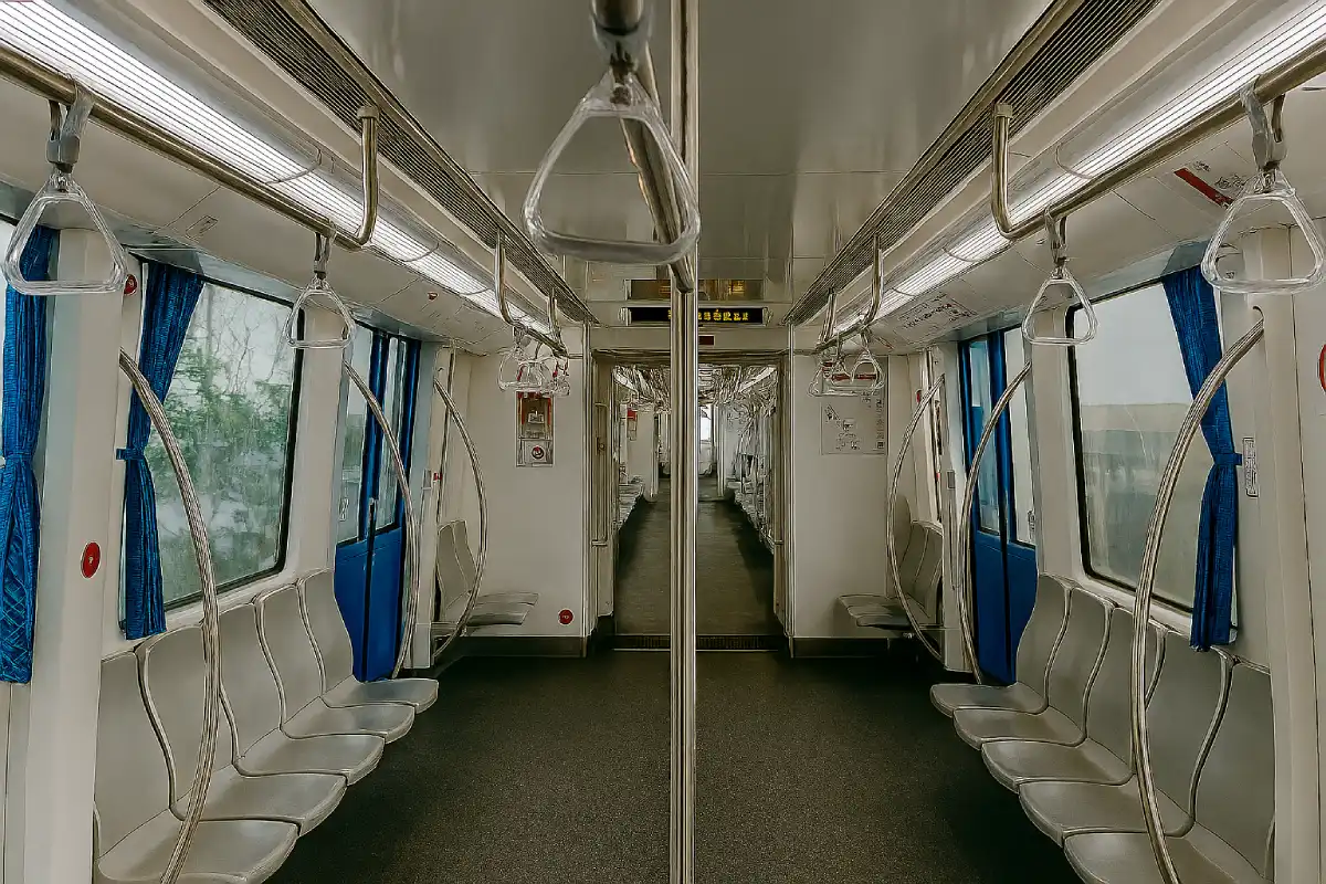 A photo of the inside of Panama City's modern Metro train.