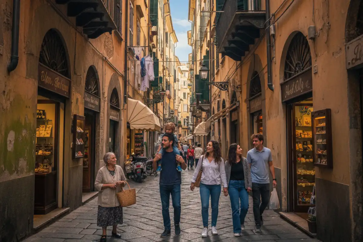 A narrow, ancient caruggio (alleyway) in Genoa's historic center.