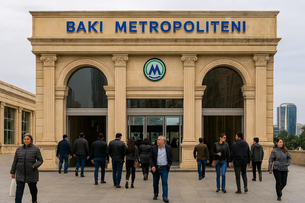 A photo of a Baku Metro station entrance.