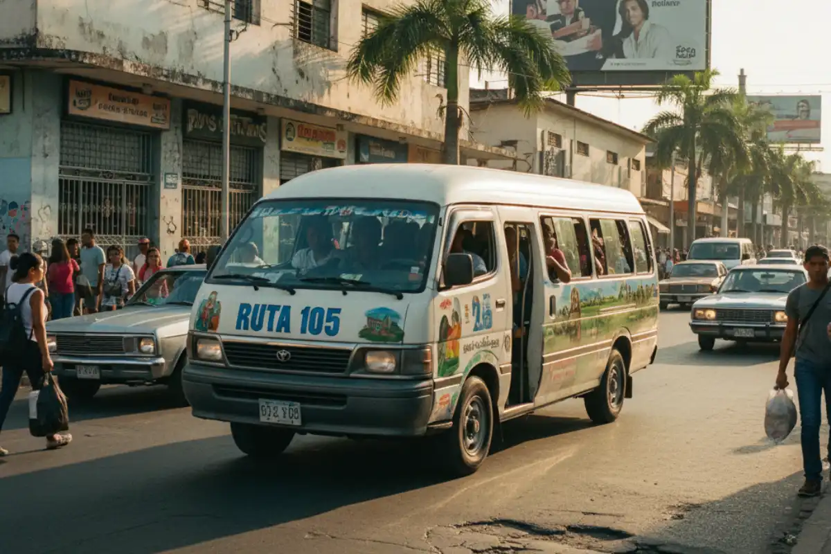 A collective taxi on a street in Managua.