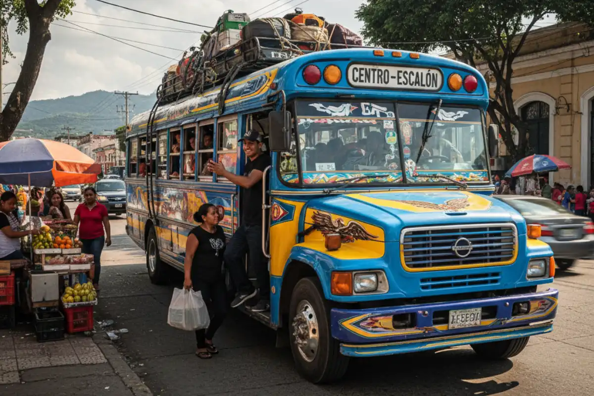 A local public bus in San Salvador.