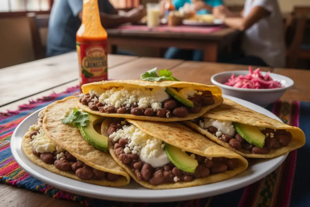 A plate of traditional Honduran baleadas.