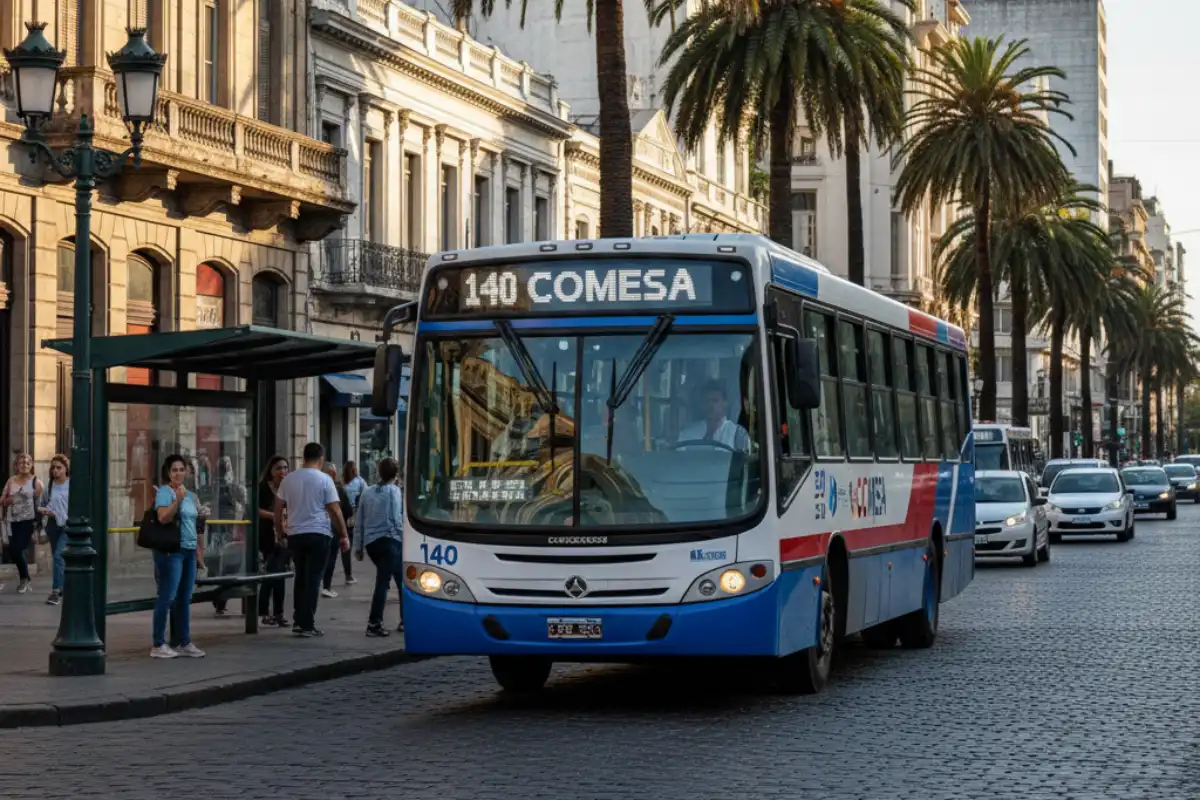 A photo of a public bus in Montevideo, Uruguay.