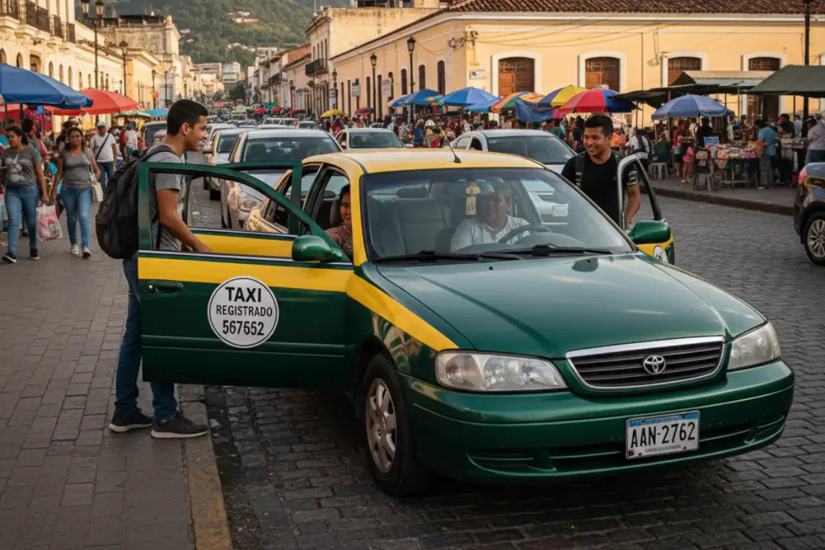 A registered taxi in Tegucigalpa.
