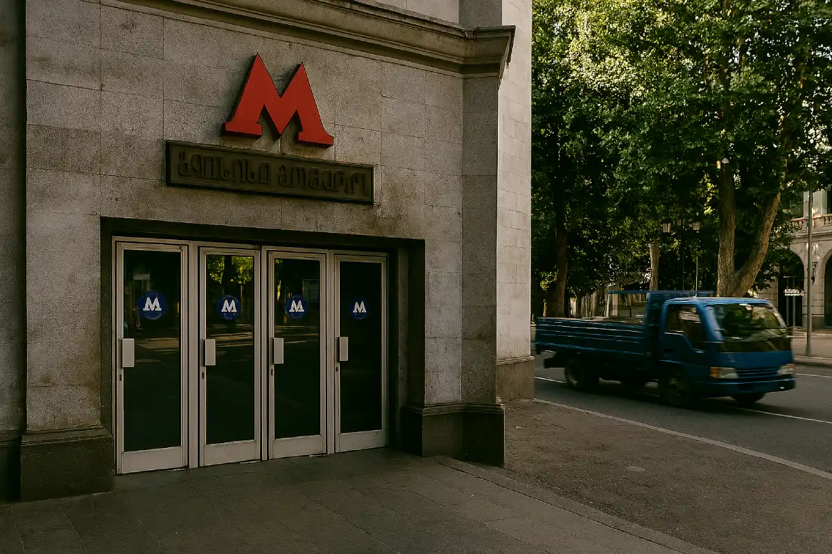 A photo of the entrance to a Tbilisi Metro Station.