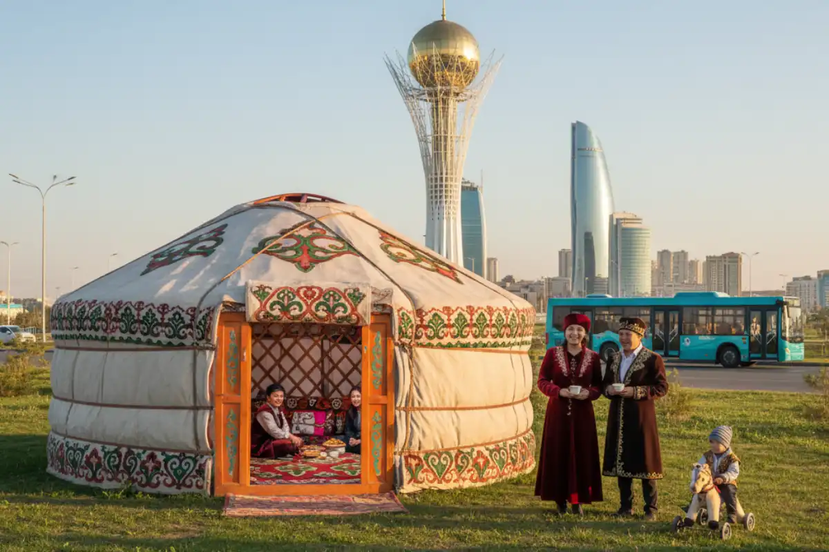 A photo of a traditional yurt in Astana.