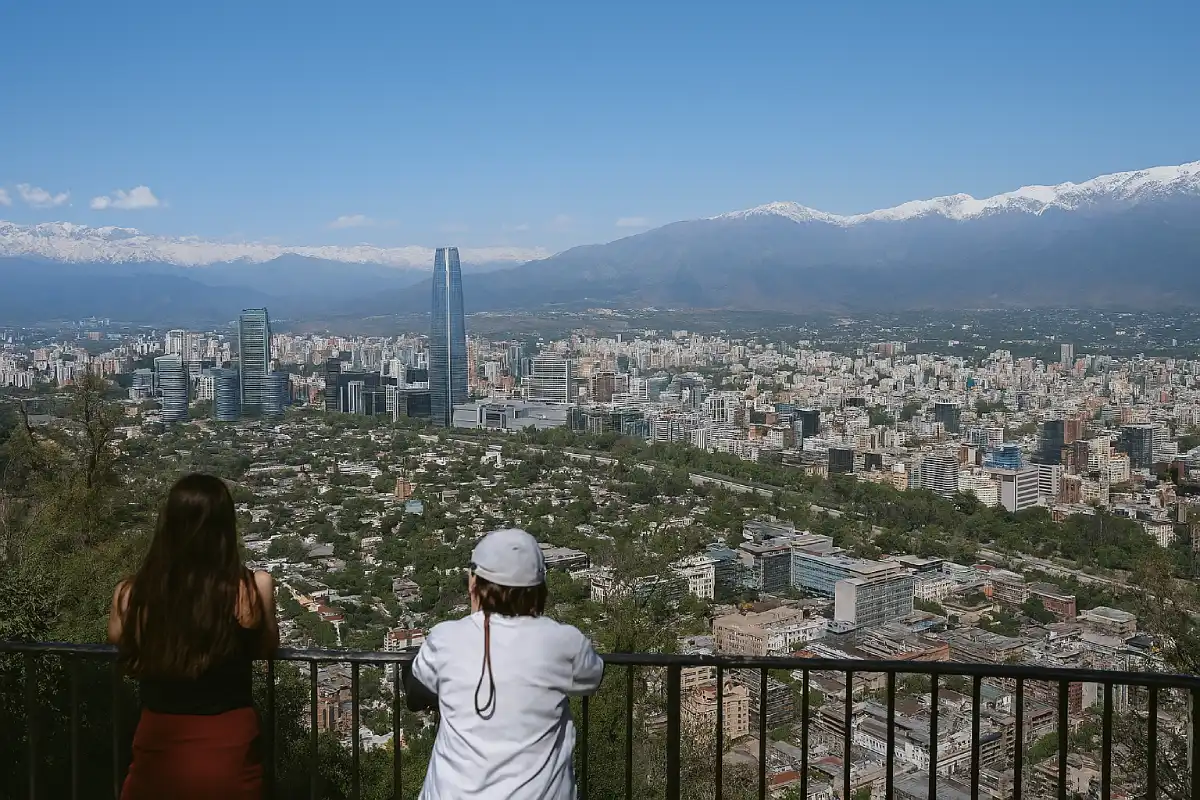 A view of the Santiago skyline and the surrounding Andes Mountains from Cerro San Cristóbal.