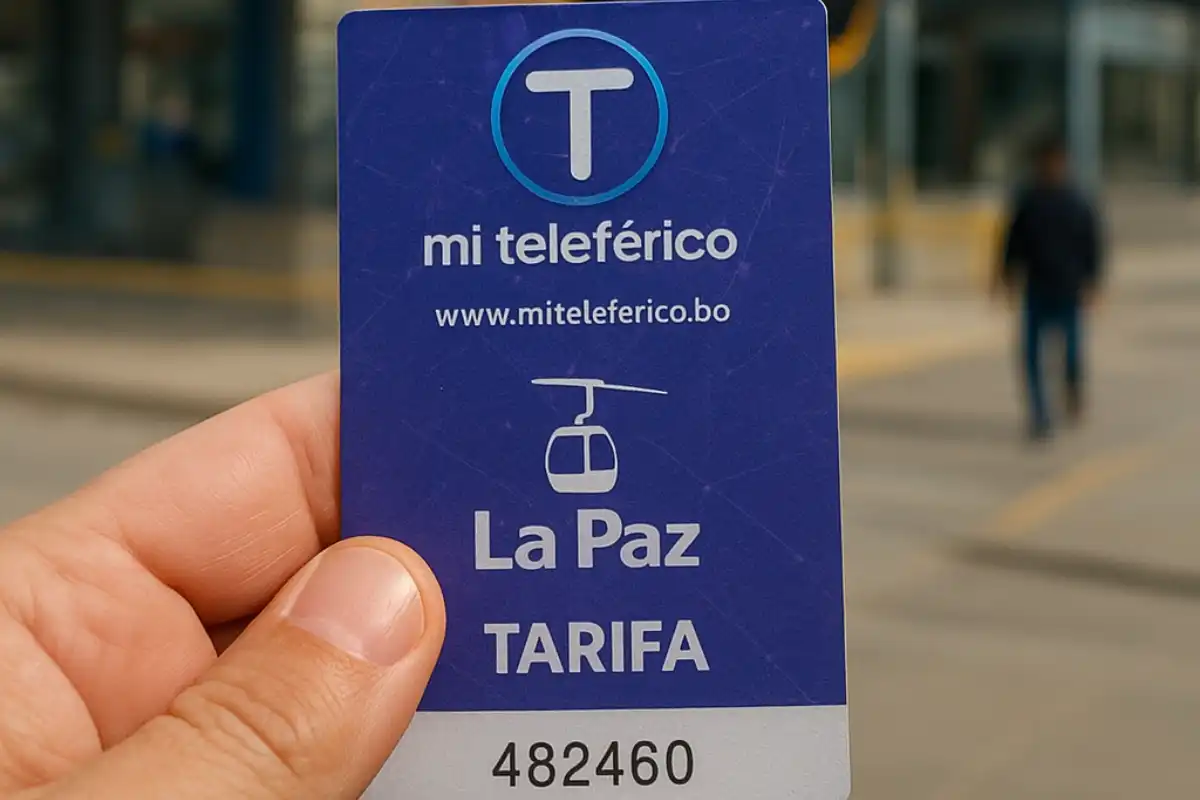 A photo of the ticket for La Paz's Mi Teleférico system.