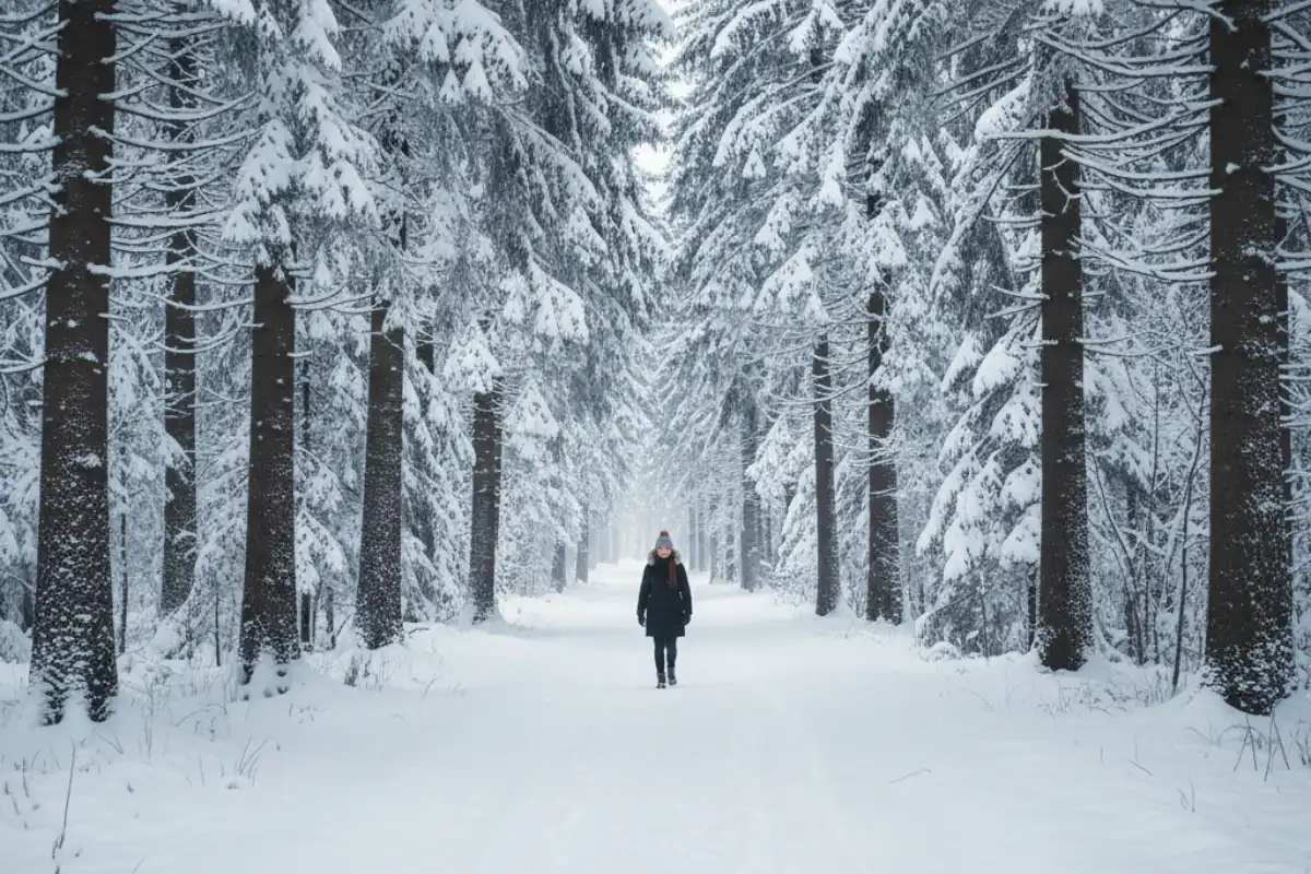 Forest bathing in snowy landscapes